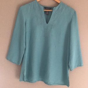 Van Heusen Beaded Linen Top